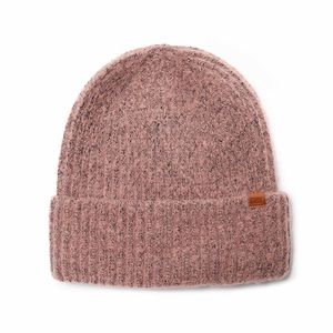 David and Young Marled Rib Knit Beanie in Pink